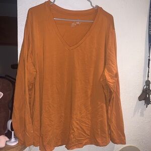 Sky Burnt Orange V-Neck Long Sleeve Tee